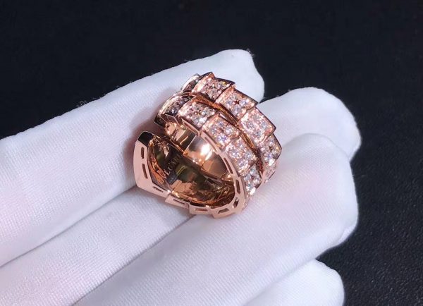 Nhẫn BVLGARI Serpenti Viper Ruby head full kim cương vàng hồng 18K