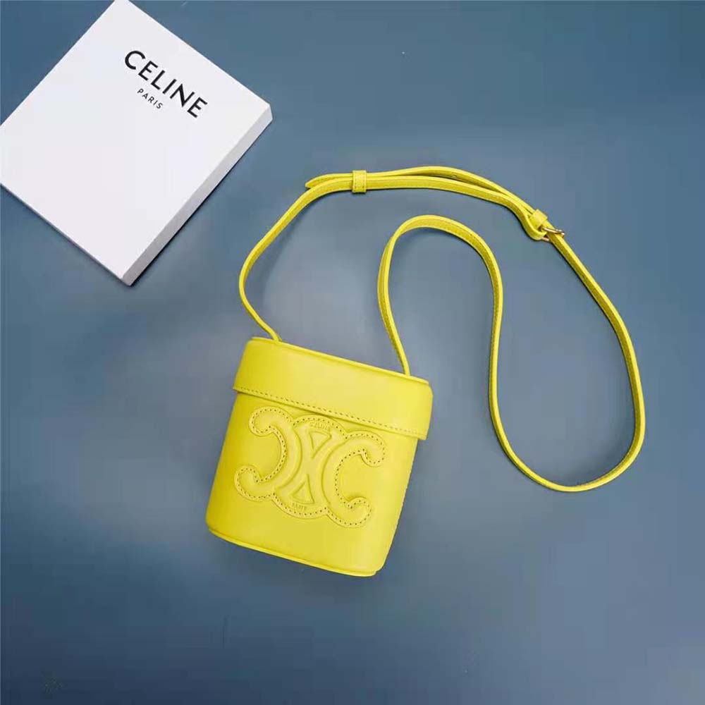 TÚI Celine Women Small Box Cuir Triomphe in Smooth Calfskin-Yellow