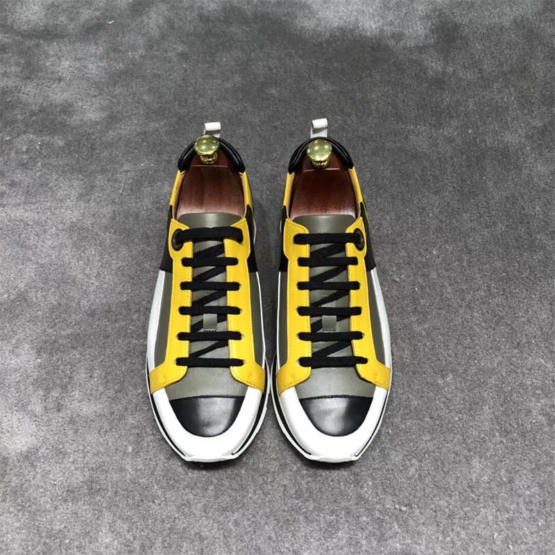 GIÀY Hermes Shoes Stadium Sneaker Black Yellow and Khaki SS2022