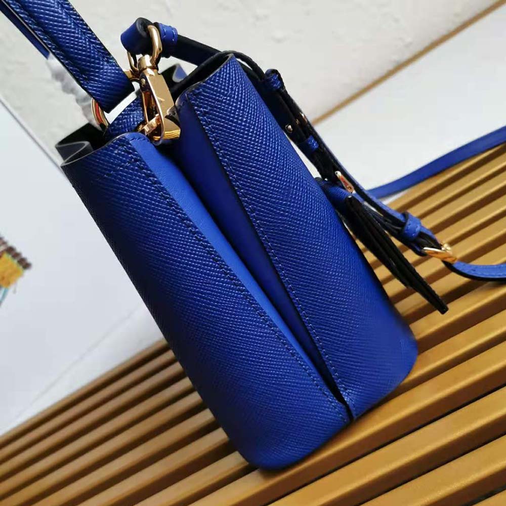 TÚI Prada Saffiano Leather Prada Panier Bag-Navy