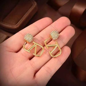 BÔNG TAI Valentino Women Vlogo Signature Metal and Rhinestone Earrings