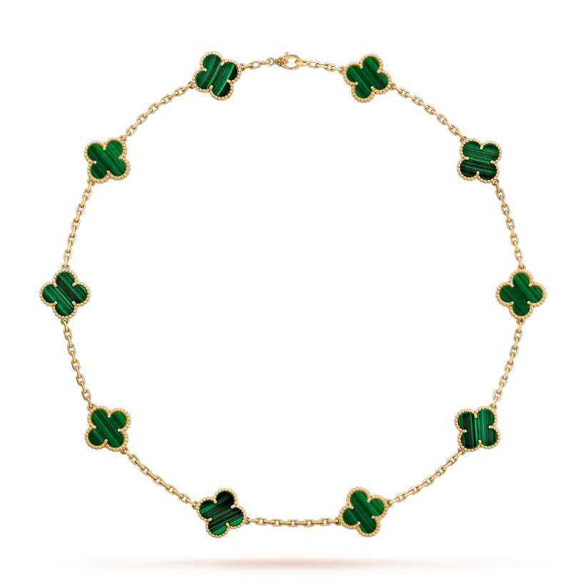 DÂY CHUYỀN VAN CLEEF & ARPELS ALHAMBRA MALACHITE 18K YELLOW GOLD 10 MOTIFS