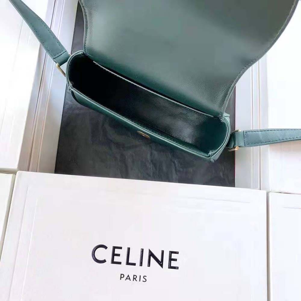 TÚI Celine Women Small Crecy Bag in Satinated Calfskin-Green