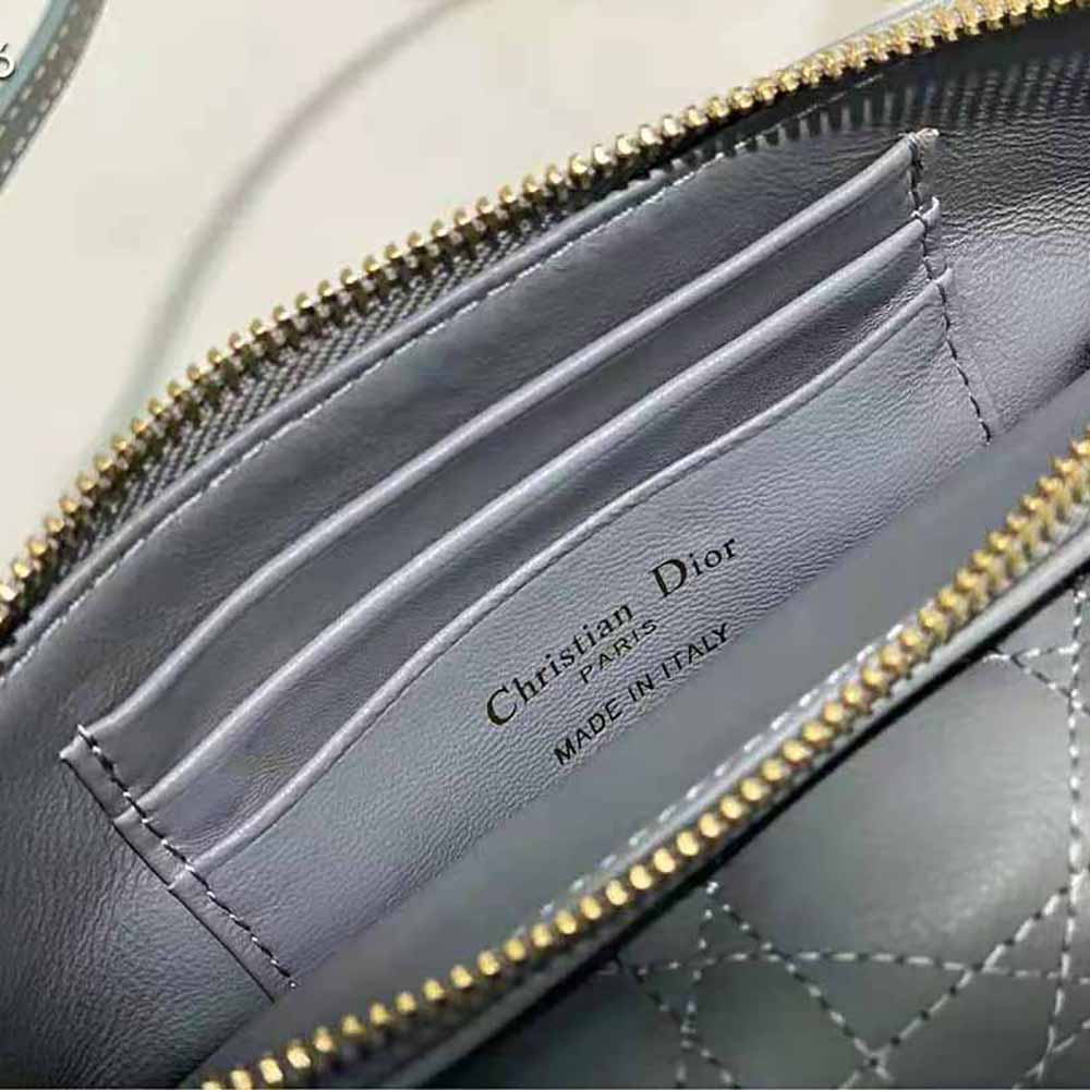 TÚI Dior Women Caro Pouch with Chain Cloud Blue Supple Cannage Calfskin