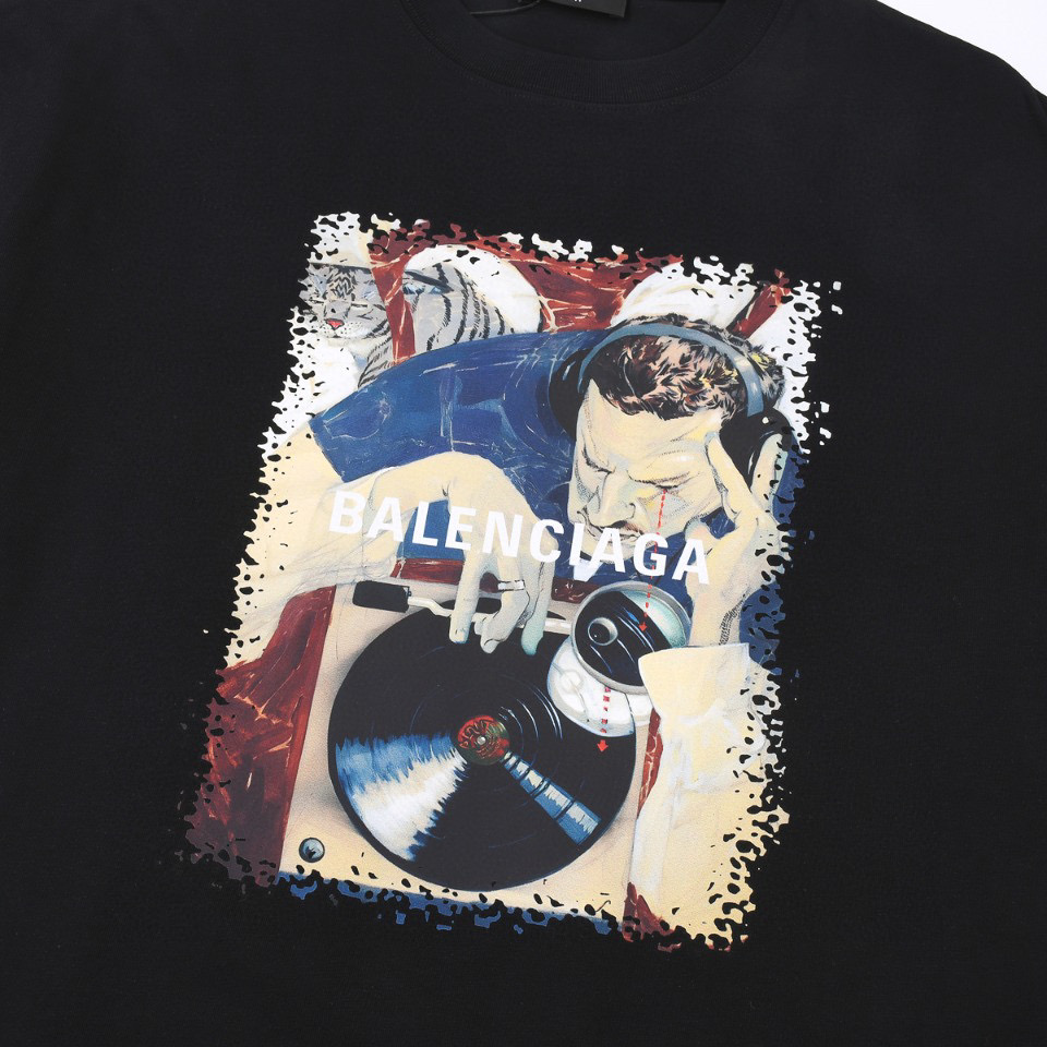ÁO BALENCIAGA print cotton jersey T-shirt