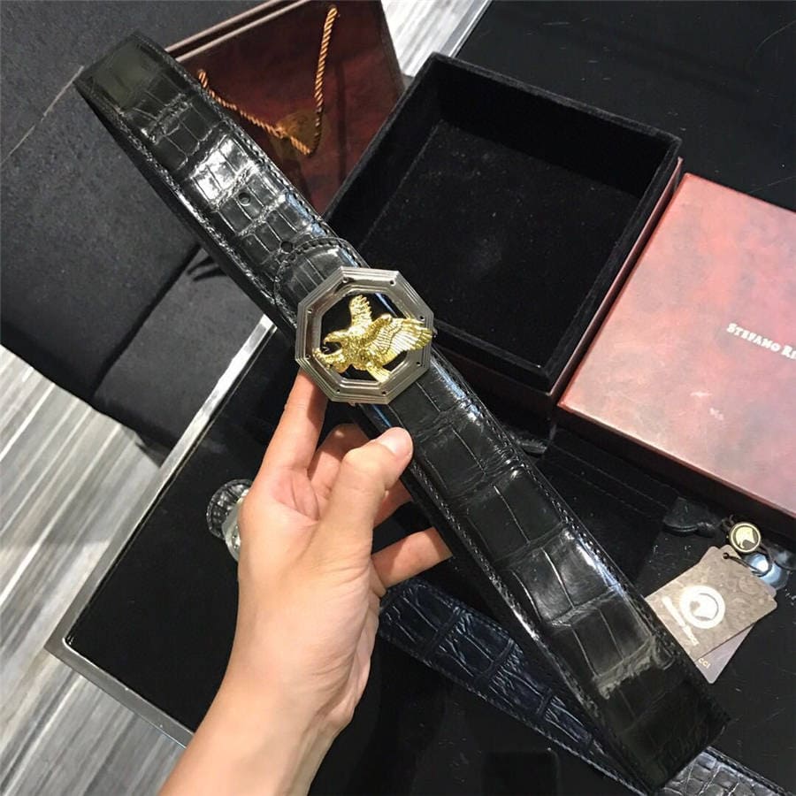 DÂY LƯNG STEFANO RICCI CROCODILE LEATHER DA CÁ SẤU Belt Khóa bạc