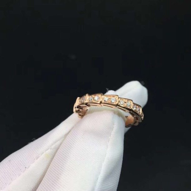 NHẪN BVLGARI SERPENTI WEDDING BAND RING WITH DIAMOND ROSE GOLD 18K