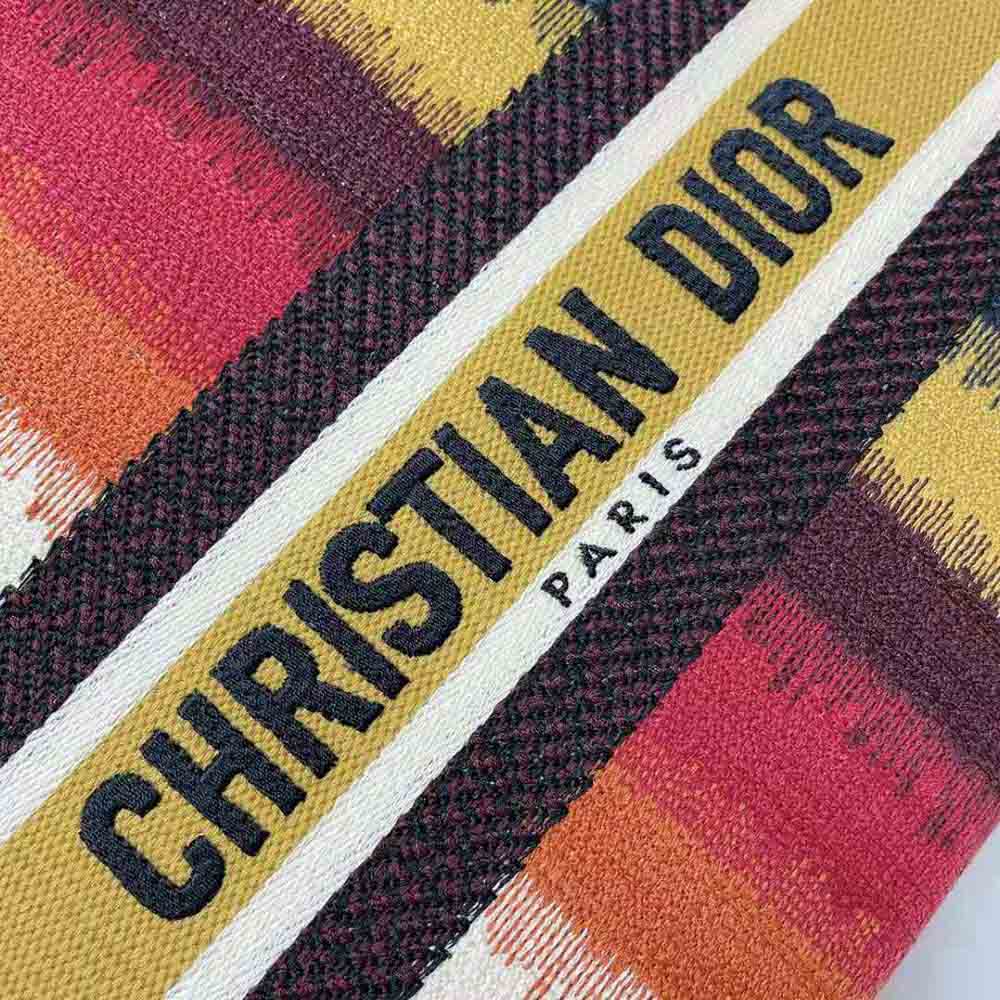 TÚI Dior Women Medium Lady D-lite Bag Multicolor Stripes Embroidery