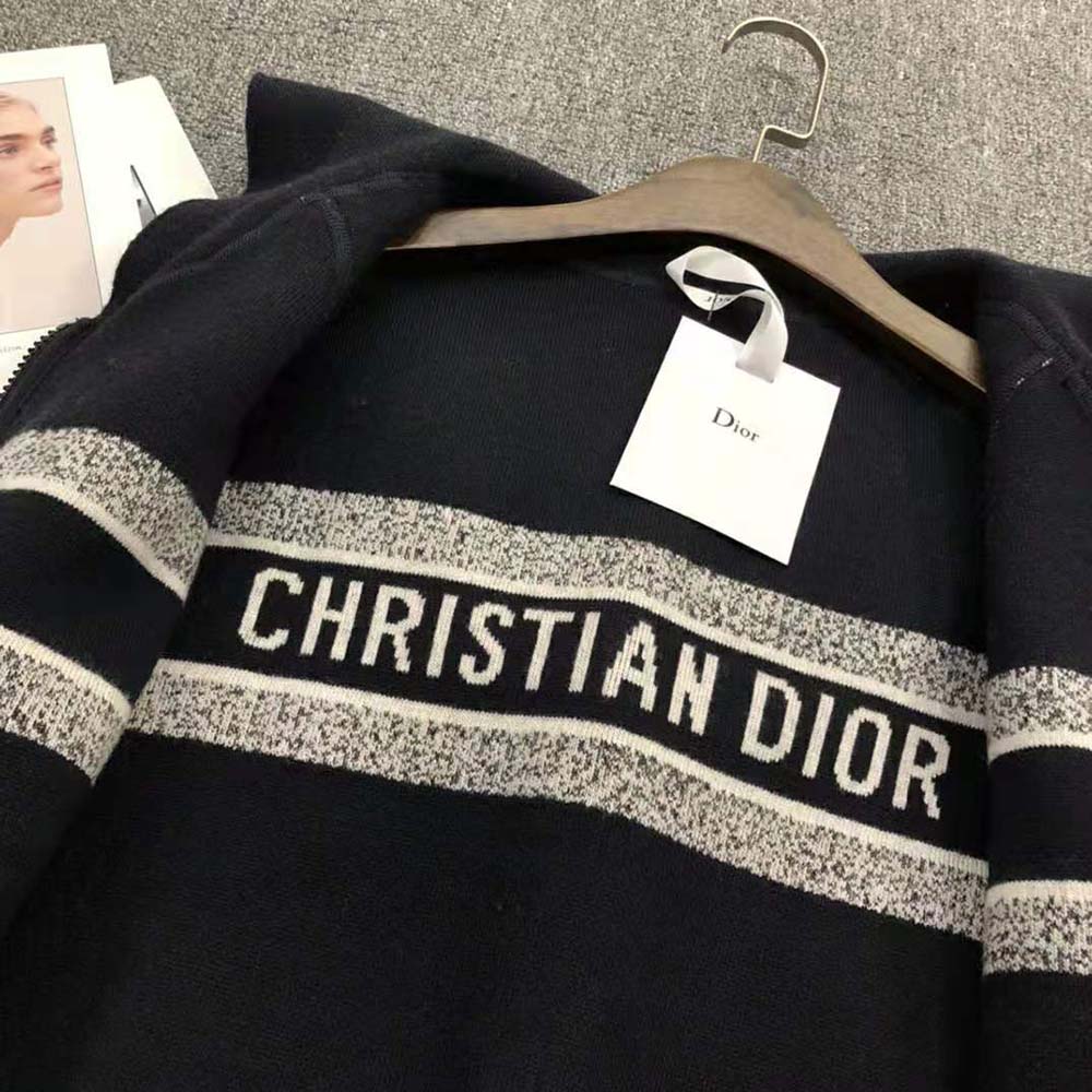 ÁO Dior Reversible Zipped Cardigan Oblique Technical Cashmere SS2022