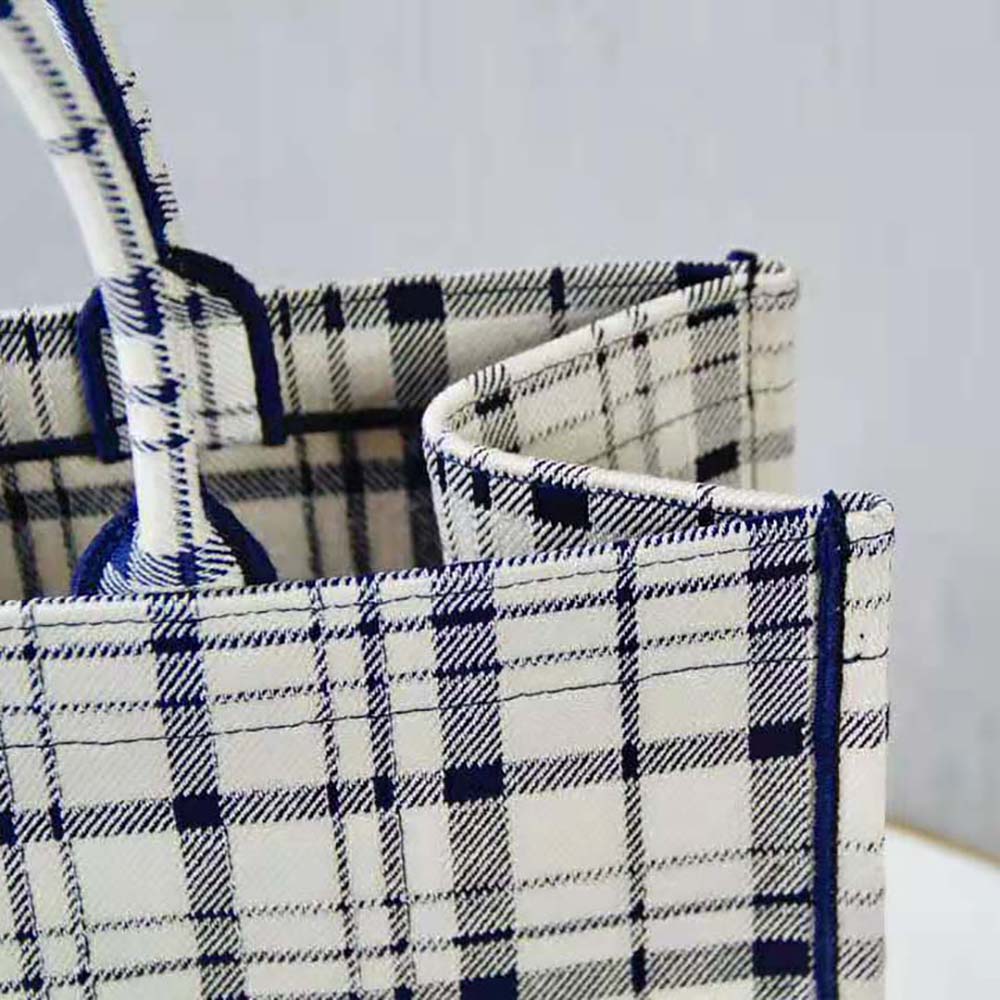 TÚI Dior Women Book Tote Blue Check’n’Dior Embroidery
