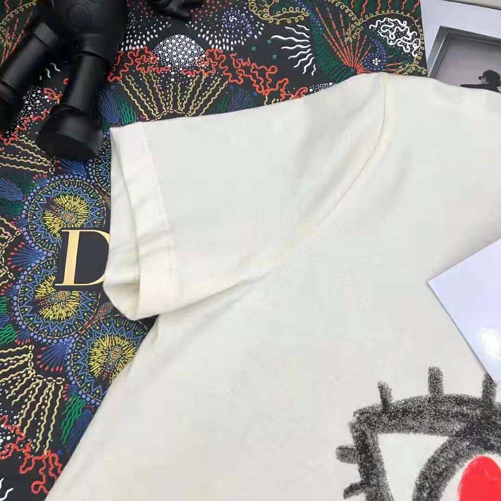 ÁO Dior I See You T-shirt Ecru Cotton Jersey and Linen