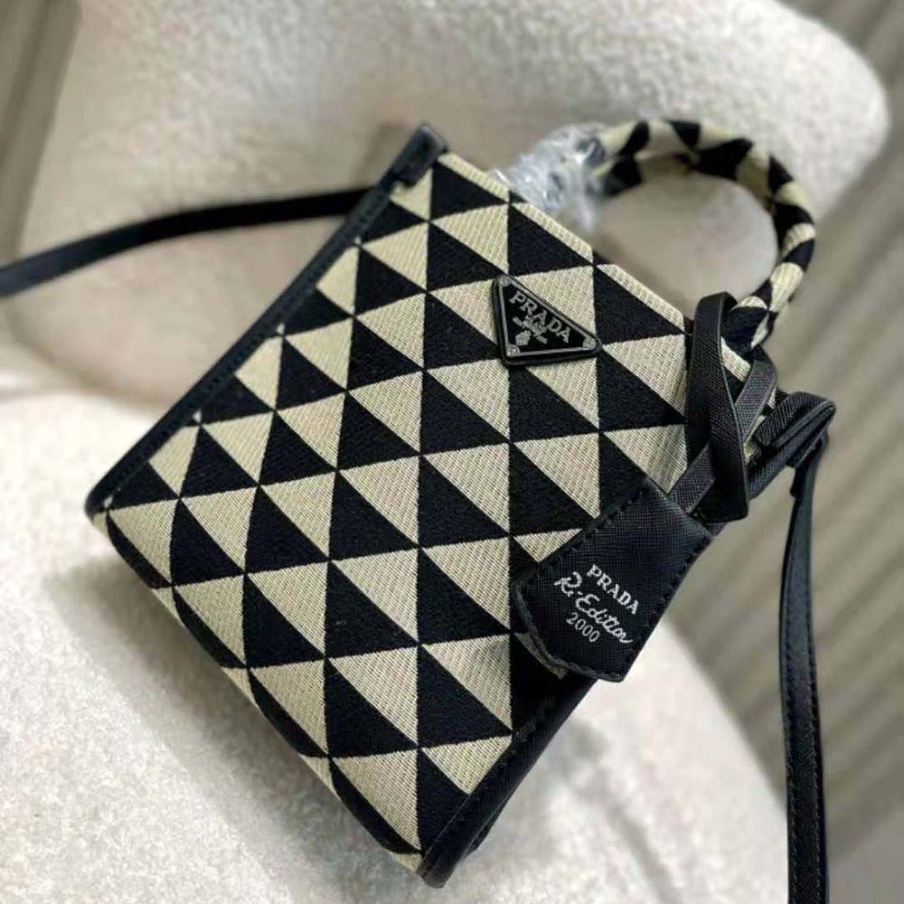 TÚI Prada Women Symbole Jacquard Fabric Micro Bag-Beige