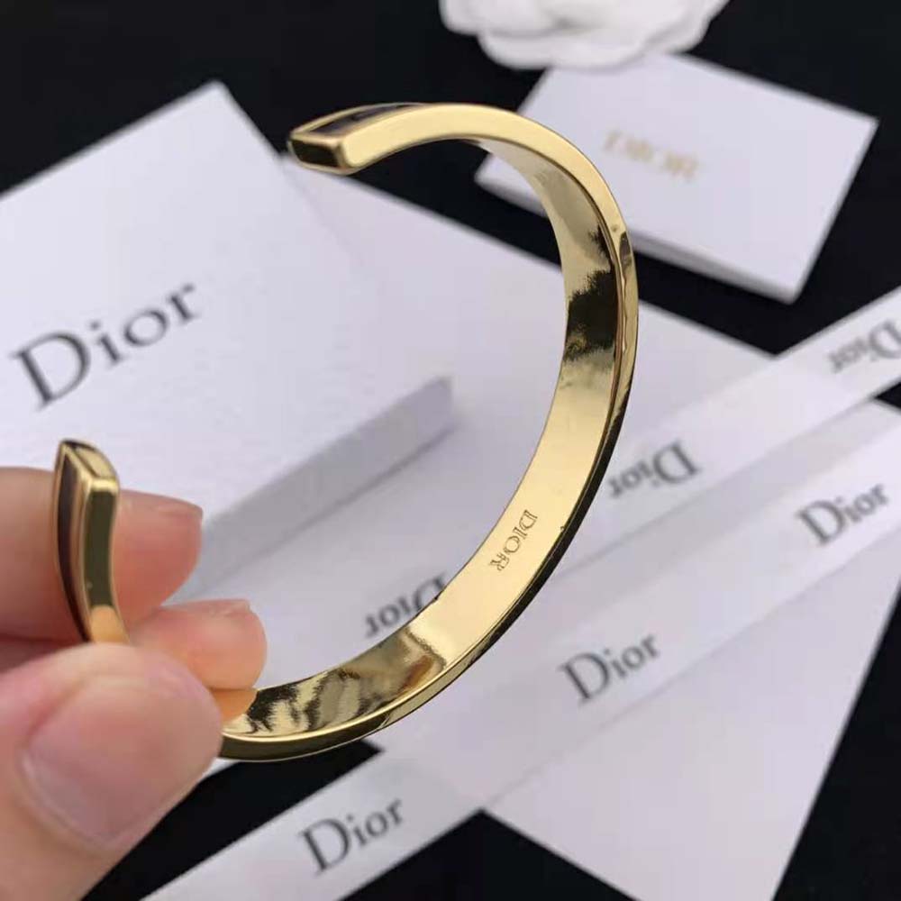 VÒNG TAY Dior Women Code Bangle Gold-Finish Metal and Black Lacquer