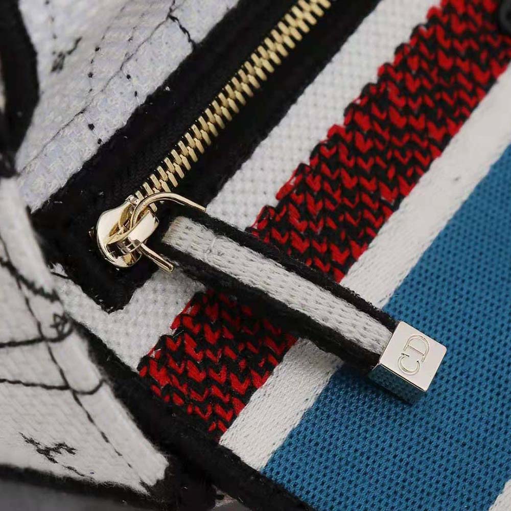 TÚI Dior Women Medium Lady D-lite Bag Latte Multicolor Dior Constellation Embroidery-White