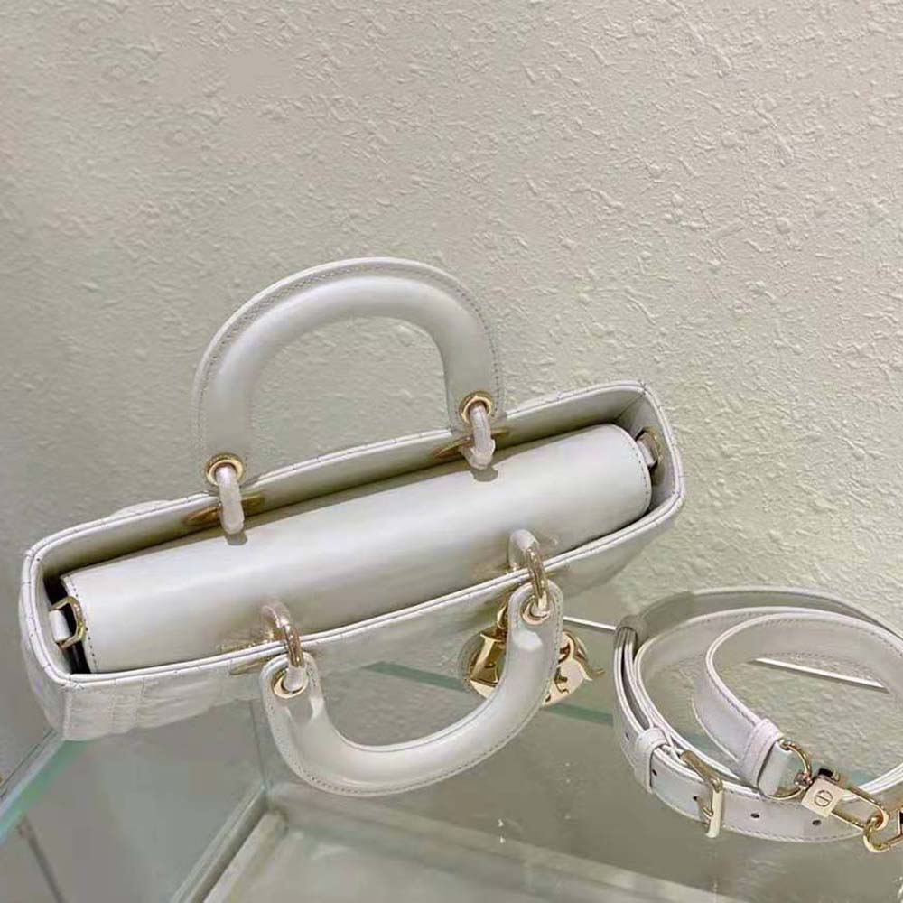 TÚI Dior Women Lady D-Joy Bag Latte Cannage Lambskin