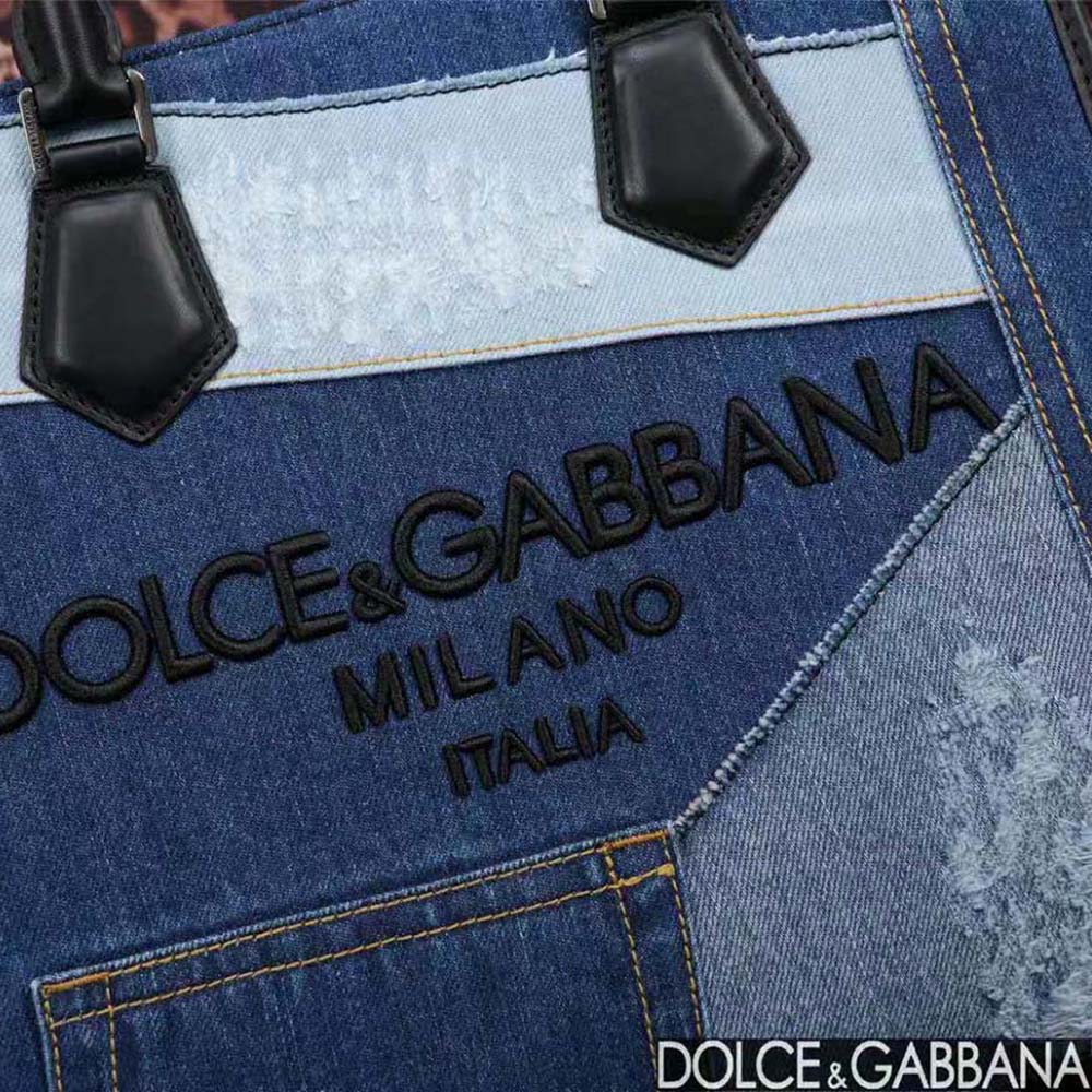 TÚI Dolce Gabbana D&G Women Denim Shopper with Embroidered Logo