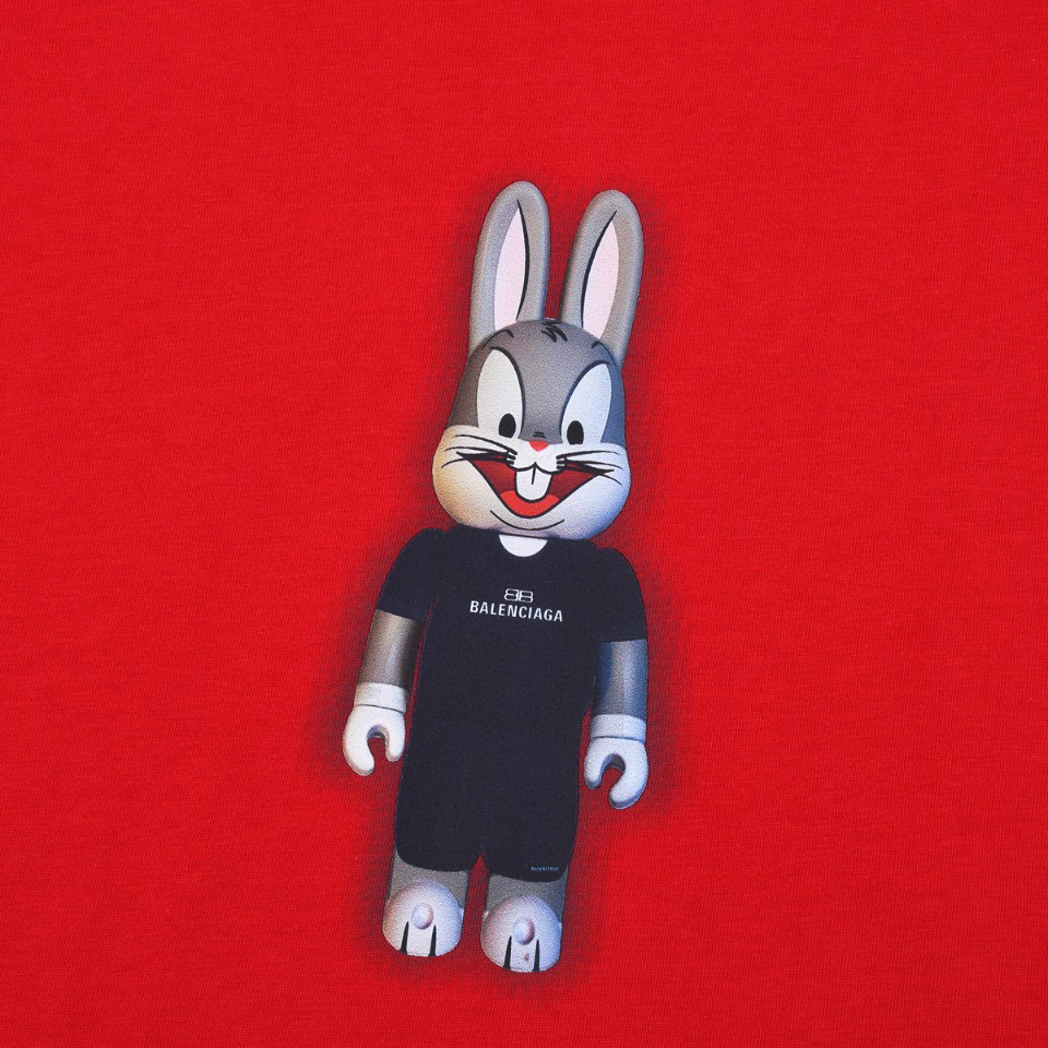 ÁO BALENCIAGA RABBIT print cotton jersey T-shirt