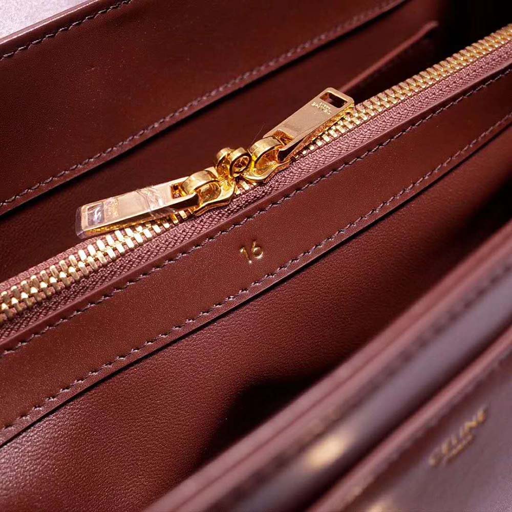 TÚI Celine Women Medium16 Bag in Satinated Calfskin-Brown