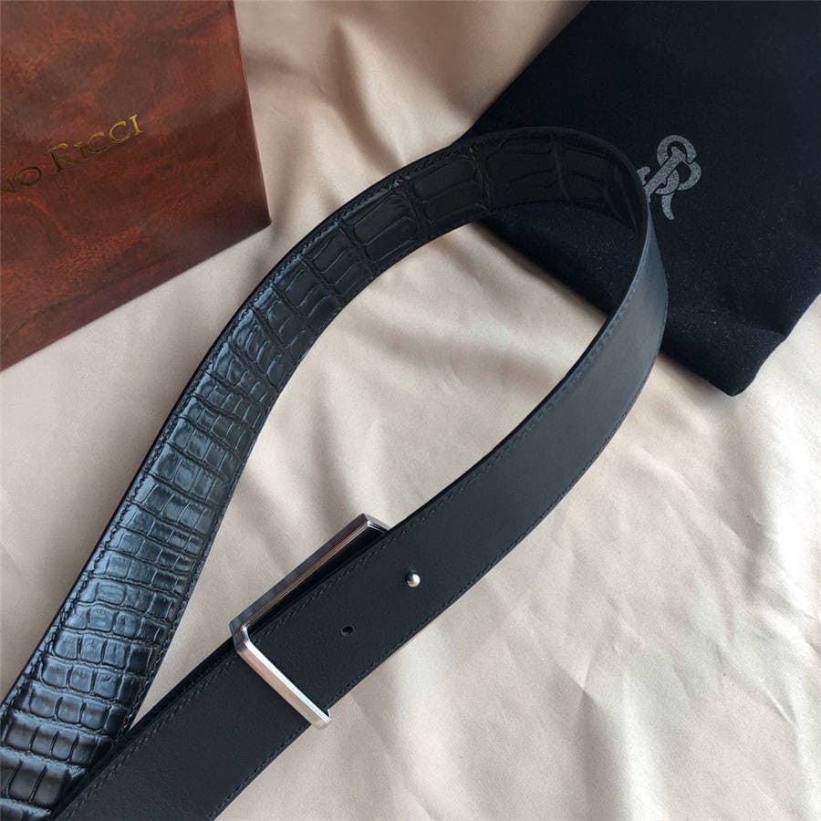 DÂY LƯNG STEFANO RICCI CROCODILE LEATHER DA CÁ SẤU Belt Khóa bạc