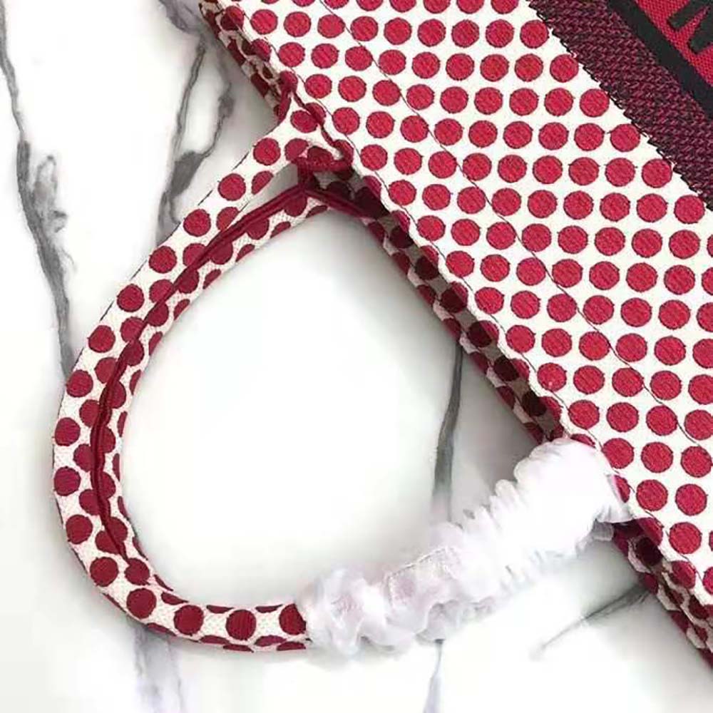 TÚI Dior Women Small Dioramour Dior Book Tote Red Dior Dots Embroidery
