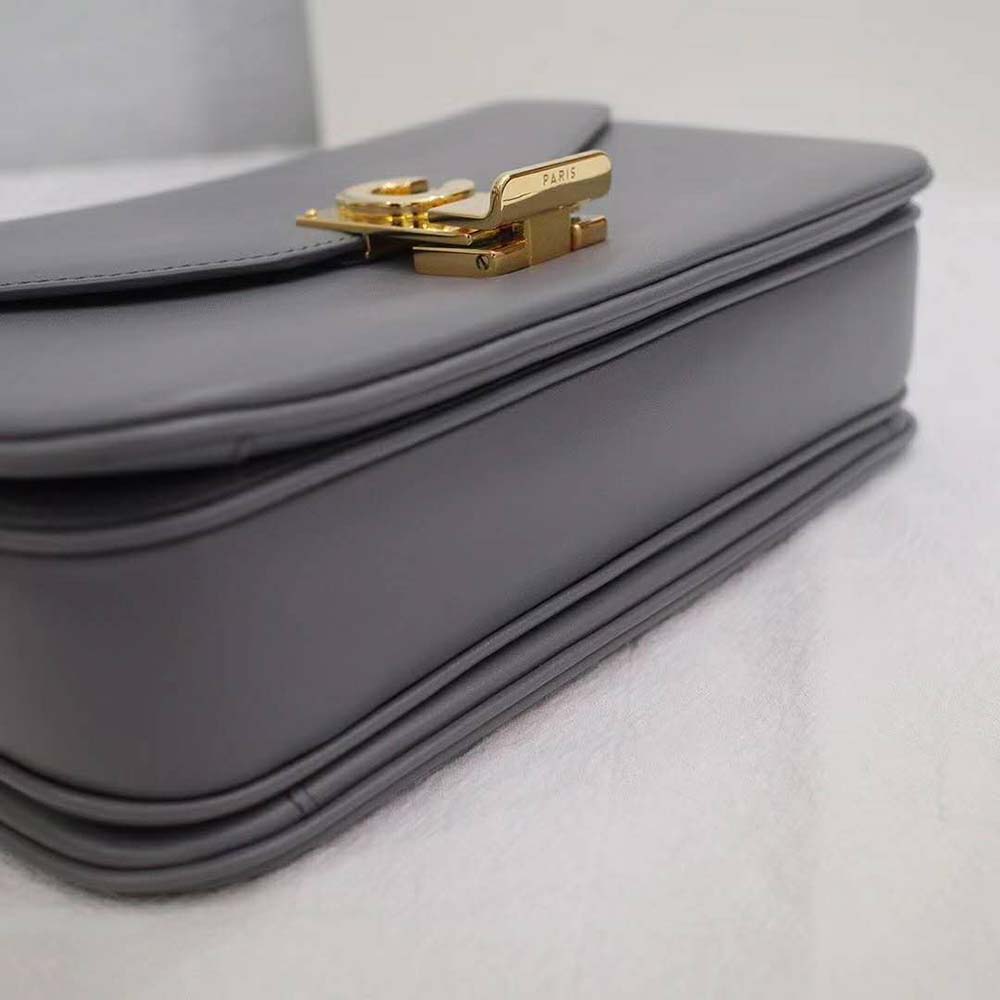 TÚI Celine Women Medium C Bag in Shiny Calfskin Leather-Grey