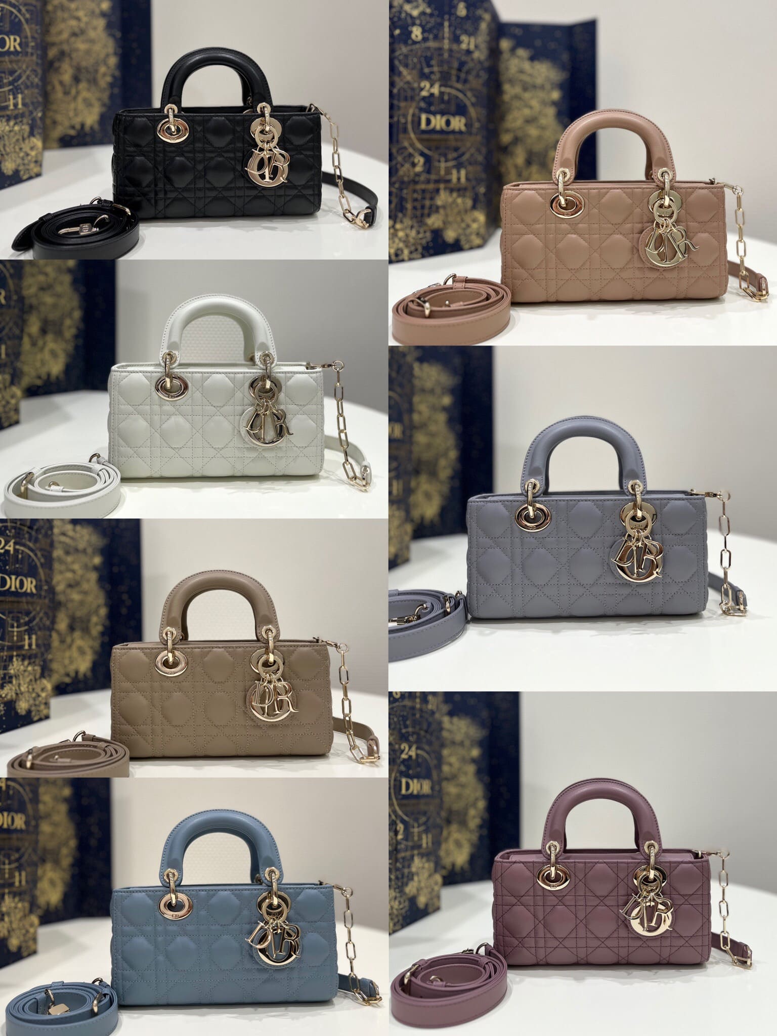 TÚI CHRISTIAN DIOR Lady D-Joy Bag Bright Elephant Cannage Lambskin