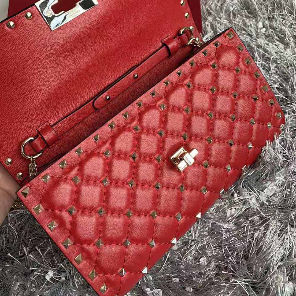 TÚI Valentino Rockstud Spike Nappa Leather crossbody Clutch Bag-Red