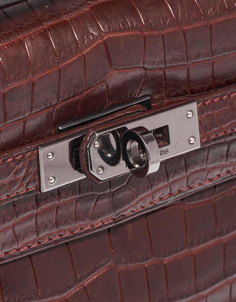 TÚI Hermès Kelly Pochette Alligator Bourgogne Silver Buckle khóa trắng(giá liên hệ)