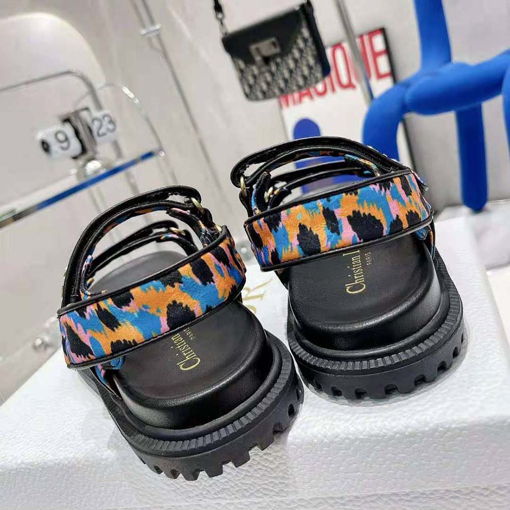 DÉP SANDAL DIOR Dioract Sandal Blue Multicolor Mizza Printed Silk