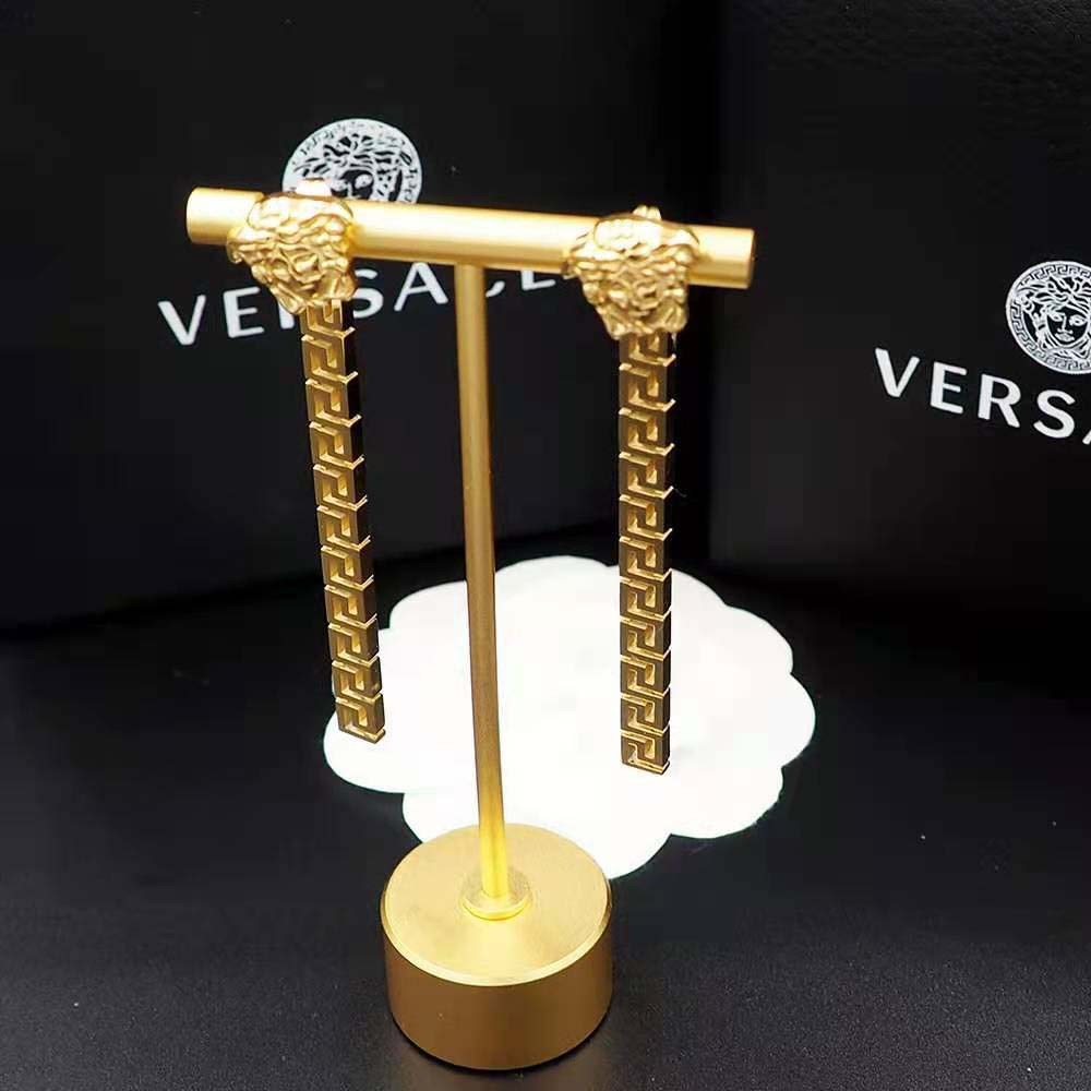 BÔNG TAI Versace Women Greca Drop Earrings-Gold