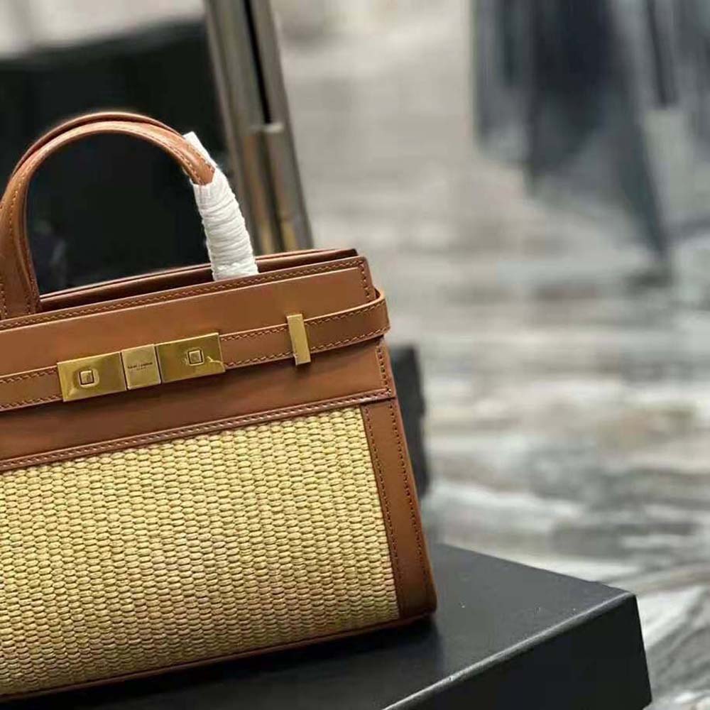 TÚI Saint Laurent YSL Women Manhattan Nano Shopping Bag in Raffia and