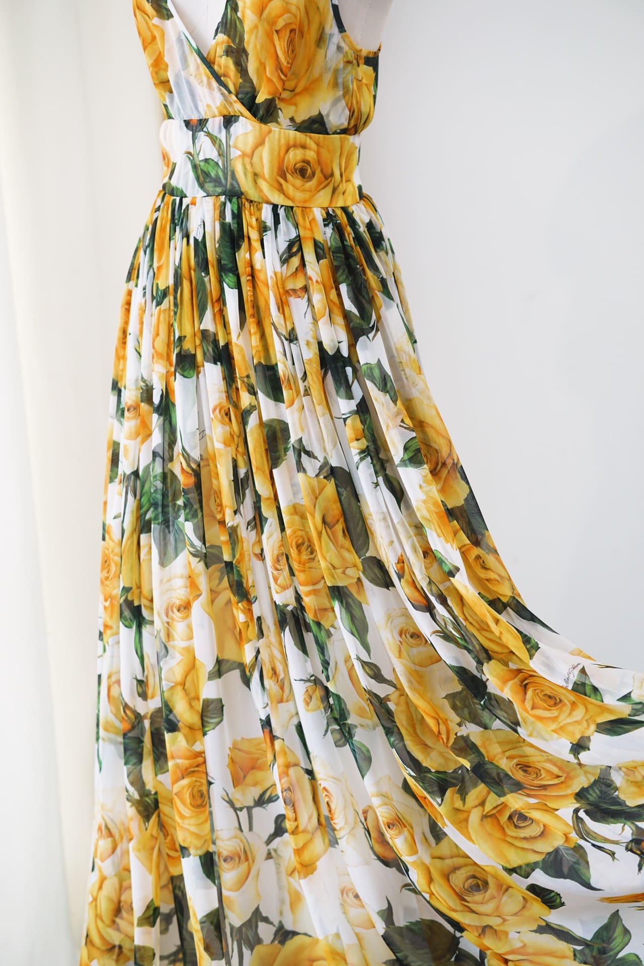 ĐẦM HAI DÂY DOLCE & GABBANA GREEN YELLOW FLORAL PRINT DRESS High Classy