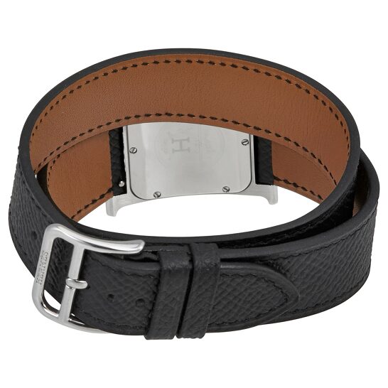 ĐỒNG HỒ HERMES H Hour White Dial Black Leather Ladies Watch