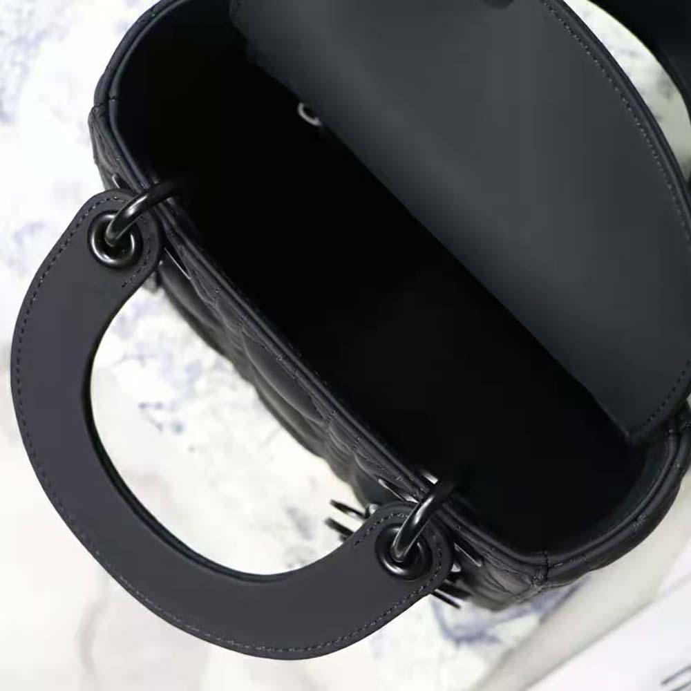TÚI Dior Mini Lady Dior Bag Black Ultramatte Cannage Calfskin