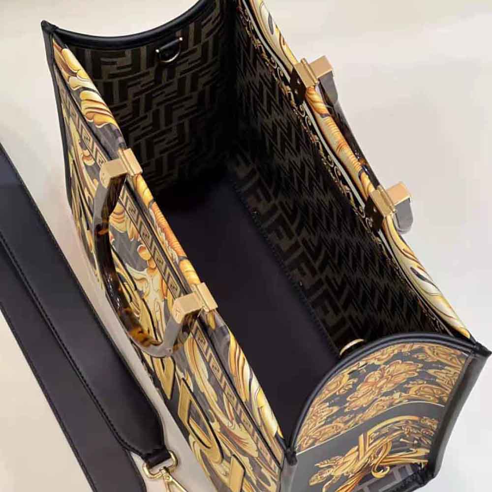 TÚI Fendi Women Sunshine Medium Fendace Printed FF Leather Shopper