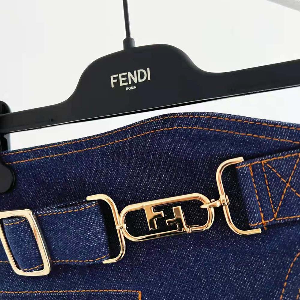 ÁO Fendi Women Blue Denim Dress
