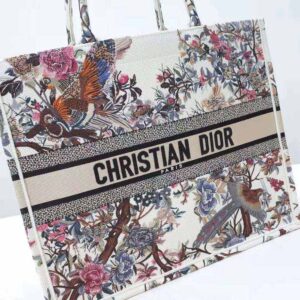 TÚI Dior Women Small Dior Book Tote Latte Multicolor Dior Jardin D’Hiver Embroidery