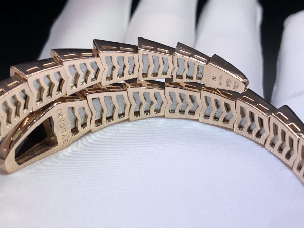 Vòng tay BVLGARI Serpenti Full Diamond Onyx vàng hồng 18K