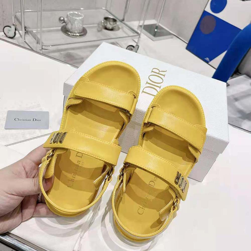 DÉP SANDAL DIOR Dioract Sandal Mustard Yellow Lambskin