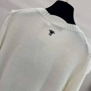 ÁO Dior Women Sweater Ecru Cashmere with Multicolor Dior Jardin D Hiver Motif