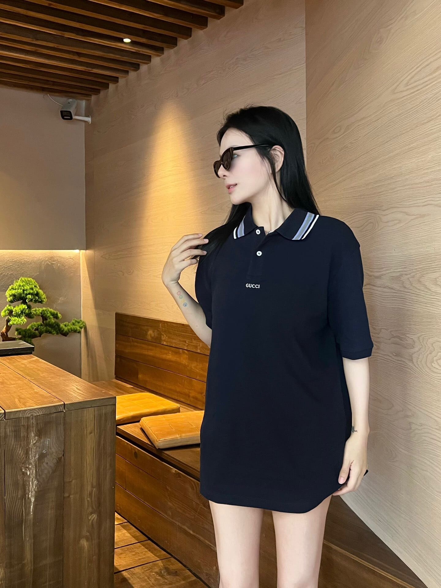 ÁO GUCCI GG POLO SHIRT MÀU XANH ĐẬM UNISEX