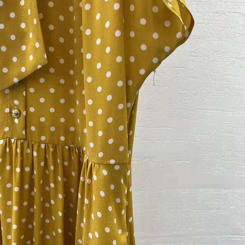 VÁY Celine Women Lavalliere Dress in Crepe De Chine-Yellow