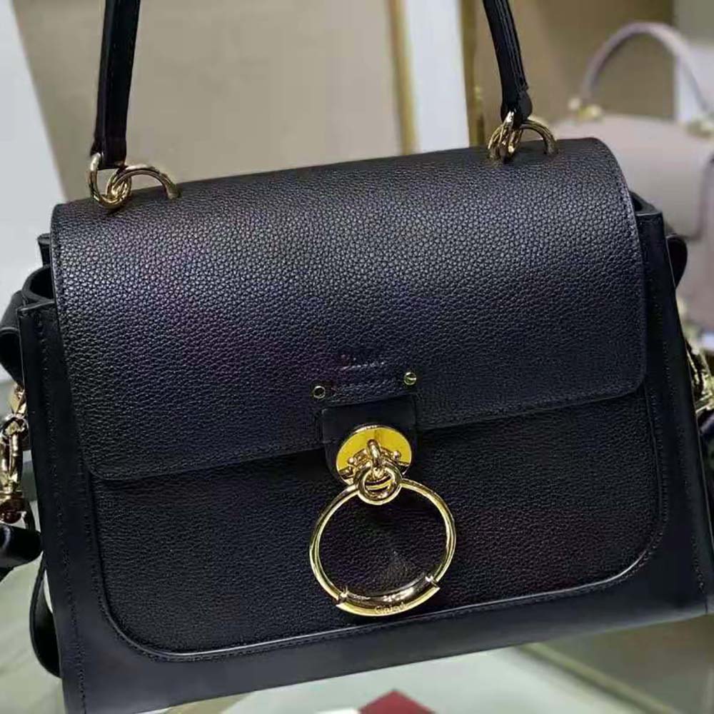 TÚI Chloe Women Mini Tess Day Bag in Grained and Shiny Calfskin