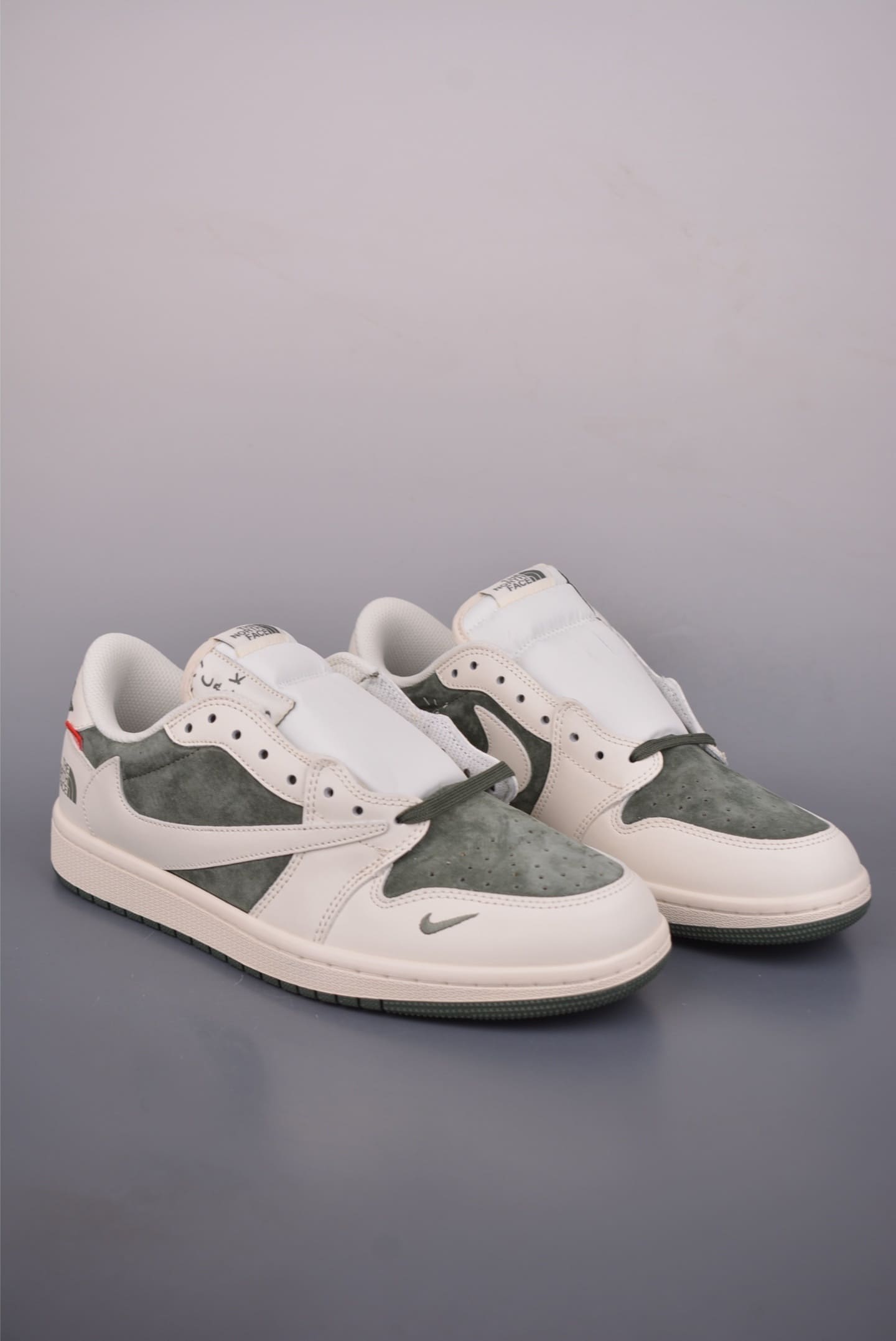 GIÀY THE NORTH FACE TRAVIS SCOTT X AIR JORDAN 1 LOW BEIGE WHITE GREEN TOP QUALITY SHOES AAA