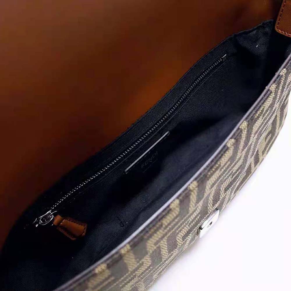 TÚI Fendi Women Baguette Brown Fabric Bag-Black