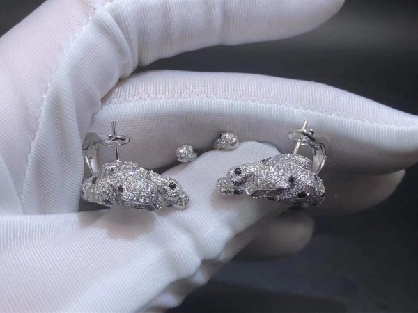 Bông tai Cartier 3.11CT Diamond Panthère de Cartiervàng trắng 18K