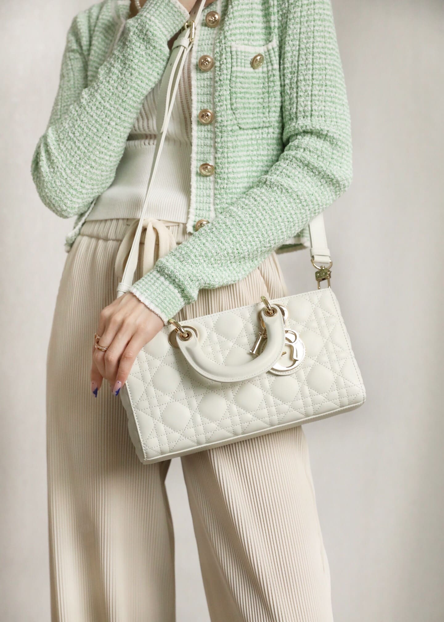 TÚI CHRISTIAN DIOR Lady D-Joy Bag Bright White Cannage Lambskin