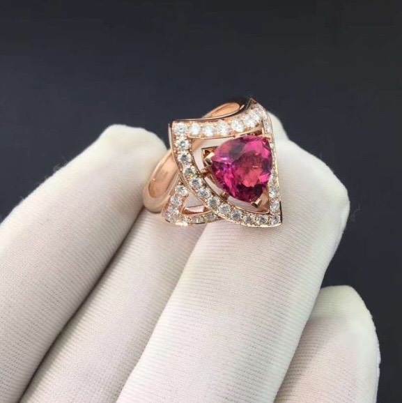 NHẪN BVLGARI DIVAS TOURMALINE DIAMOND RING ROSE GOLD 18K
