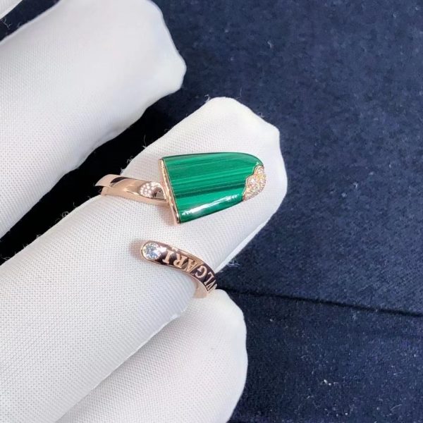 Nhẫn BVLGARI Gelati kim cương Malachite vàng hồng 18K