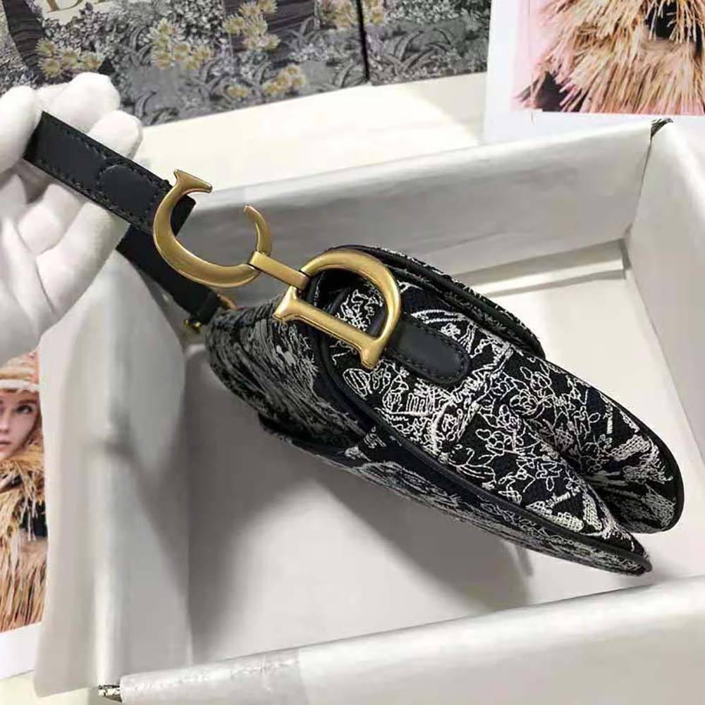 TÚI Dior Women Saddle Bag Toile DE Jouy Reverse Jacquard